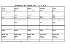 Speiseplan der Woche vom 12.9 bis 16.9