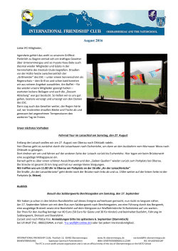 Newsletter August - International Friendship Club Oberammergau