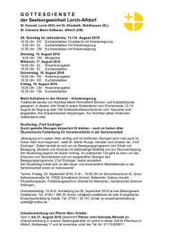 GOTTESDIENSTE der Seelsorgeeinheit Lorch