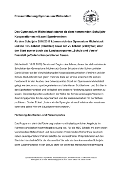 Pressemitteilung Gymnasium Michelstadt - HSG Erbach/Dorf