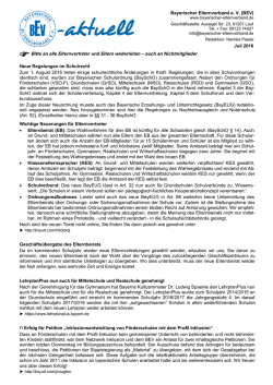 Juli 2016 Bitte an alle Elternvertreter und Eltern weiterleiten