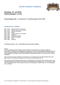 Gro&szlig;e Sommer-Auktion - pro art
