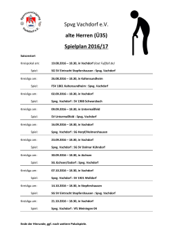 Spvg Vachdorf eV alte Herren (Ü35) Spielplan - Spvg