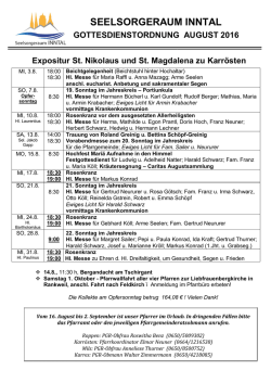 Gottesdienstordnung Seelsorgeraum Inntal