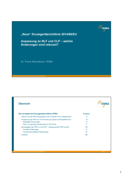 „Neue“ Druckgeräterichtlinie 2014/68/EU Anpassung an NLF und CLP