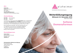 Seltene Demenzformen - Schweizerische Alzheimervereinigung