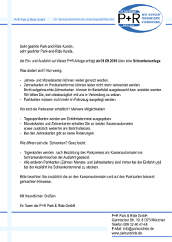 Infoblatt - Park + Ride M&uuml;nchen