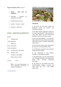 August Rezepte 2016 saisonal Gurken – Apfel Salat mit Radieschen