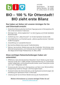 BIO zieht erste Bilanz - Bürger Initiative Otterstadt BIO eV