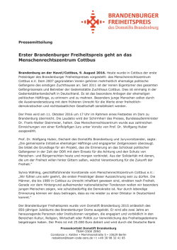 Erster Brandenburger Freiheitspreis geht an das