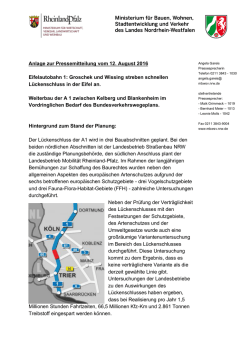 Hintergrund zum Stand der Planung - in Rheinland
