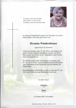 Hermine Windischbauer - Bestattung Pettenbach