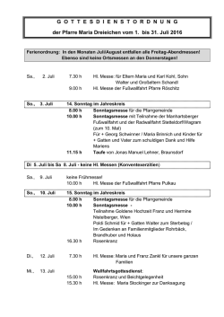 Gottesdienstordnung Juli 2016