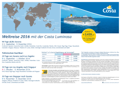 Costa Luminosa geht auf Weltreise, Kreuzfahrt, Karibik