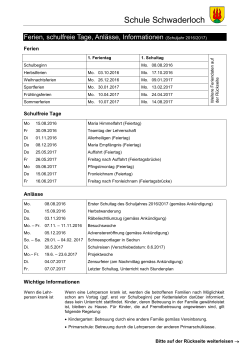 Ferien-schulfreie Tage-Anlässe-Infos 2016