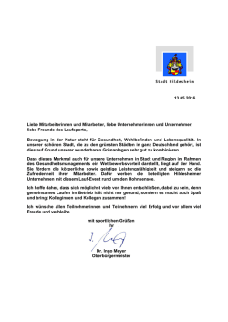 Grusswort - Hildesheimer Firmenlauf