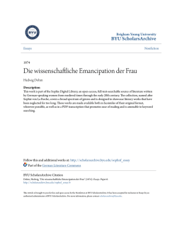 Die wissenschaftliche Emancipation der Frau