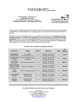 Jugendferienwerkes Montag, 25.07.2016 - Samstag