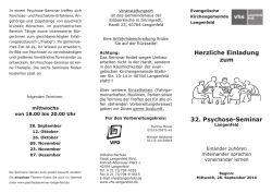 Herzliche Einladung zum 32. Psychose