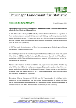 H&auml;ufigster Grund f&uuml;r Inobhutnahmen 2015 waren unbegleitete