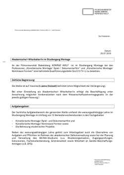 Hochschule f&uuml;r Film und Fernsehen, Postfach 90 01 31