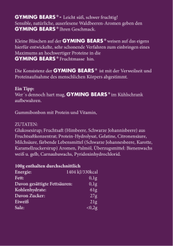GYMING BEARS&reg;- Leicht s&uuml;&szlig;, schwer fruchtig! Sensible, nat&uuml;rliche