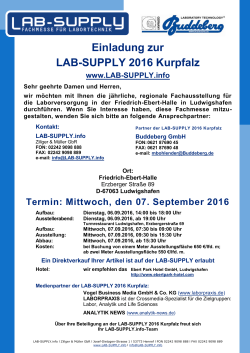 LAB-SUPPLY 2016 Kurpfalz, 07.09.2016 von 9:30 bis 15:30 Uhr