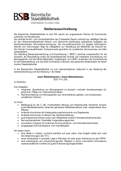 Stellenausschreibung - Die Bayerische Staatsbibliothek