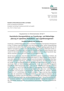 Heuristische L&ouml;sungsverfahren zur Zuordnungs- und