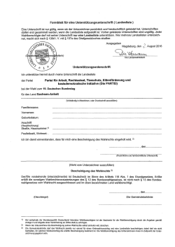 Formular für eine Unterstützungsunterschrift