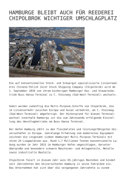 Hamburge bleibt auch für Reederei CHIPOLBROK