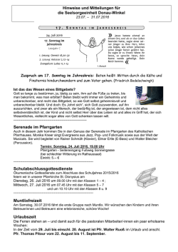 Hinweise und Mitteilungen KW - Seelsorgeeinheit Donau