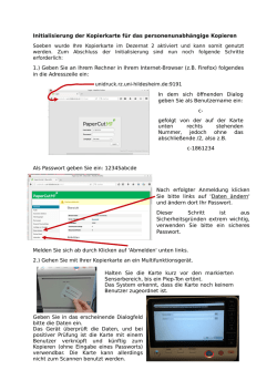 Initialisierung der Kopierkarte f&uuml;r das personenunabh&auml;ngige Kopieren