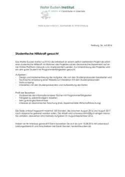 Studentische Hilfskraft gesucht