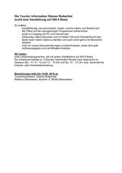 Information Oberes Rodachtal sucht eine Verst&auml;rkung auf 450 &euro; Basis