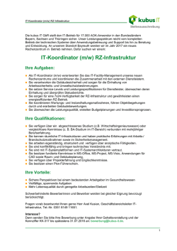 IT-Koordinator (m/w) RZ-Infrastruktur