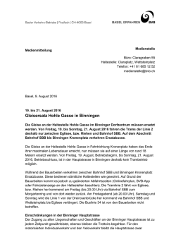 Gleisersatz Hohle Gasse in Binningen