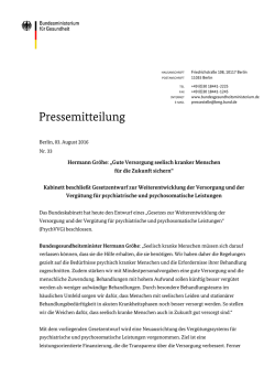 Gute Versorgung seelisch kranker Menschen f&uuml;r die