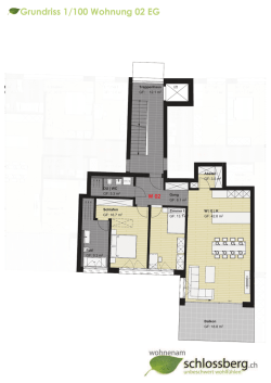 Grundriss 1/100 Wohnung 02 EG