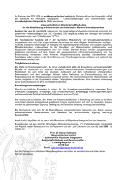 Im Rahmen des SFB 1266 ist am Geographischen Institut der
