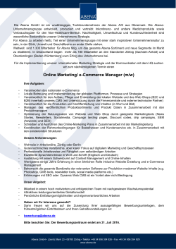 Online Marketing/ e-Commerce Manager (m/w)