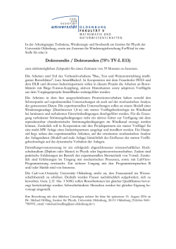Doktorandin / Doktoranden (75% TV-L E13)