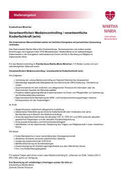 Stellenangebot Verantwortliche/r Medizincontrolling - Martha