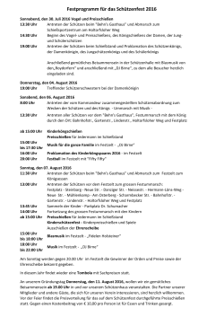 Festprogramm f&uuml;r das Sch&uuml;tzenfest 2016