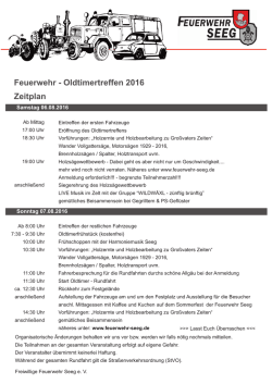 Feuerwehr - Oldtimertreffen 2016 Zeitplan