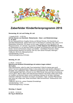 Zaberfelder Kinderferienprogramm 2016