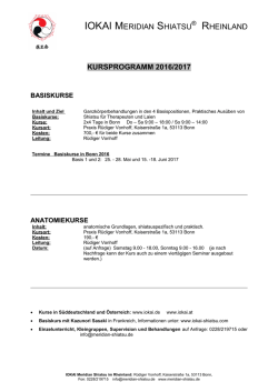 Kursprogramm 2016 - IOKAI Meridian Shiatsu Rheinland