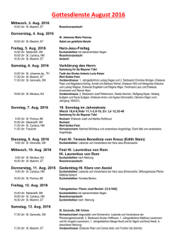 Gottesdienste August 2016 - Pfarreiengemeinschaft Mendig