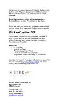Bäcker-Konditor EFZ - Meier Bäckerei Confiserie AG