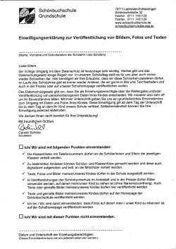 Einwilligungserklärung zur Veröffentlichung von